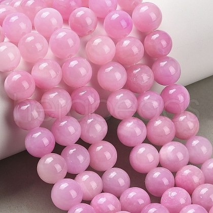 Natural Dyed Yellow Jade Gemstone Bead Strands X-G-R271-10mm-Y02-1