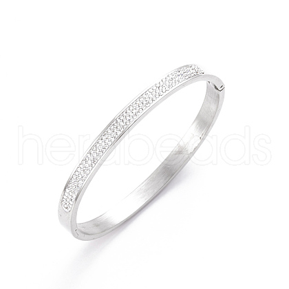 Stainless Steel Rhinestone Hinged Bangles for Women PW-WGDDB51-01-1
