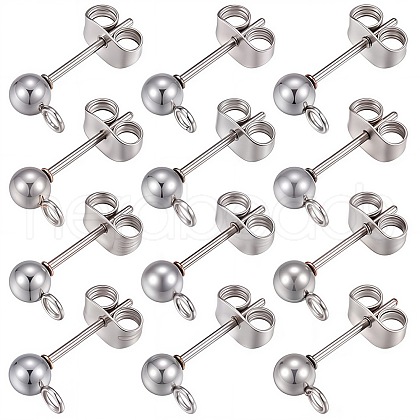 SUNNYCLUE 40Pcs 304 Stainless Steel Ball Post Stud Earring Findings STAS-SC0005-26-1