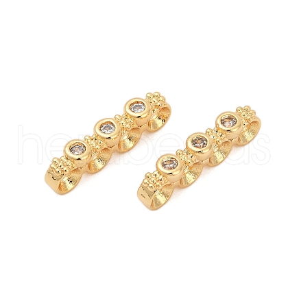Brass Micro Pave Clear Cubic Zirconia Spacer Bars KK-P302-26G-1