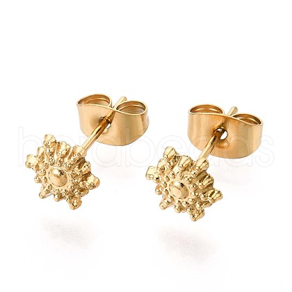 304 Stainless Steel Sun Stud Earrings for Women EJEW-C004-09G-1