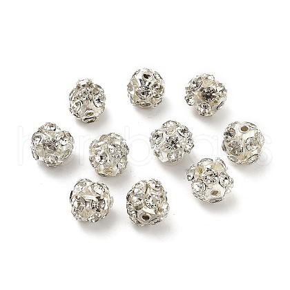 7mm Brass Crystal Rhinestone Beads KK-S519-01B-S-1