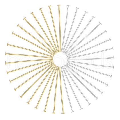 SUNNYCLUE 500Pcs 2 Colors Brass Flat Head Pins KK-SC0005-30B-1