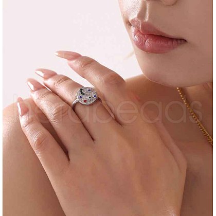 304 Stainless Steel & Cubic Zirconia Finger Rings for Women FS-WG99359-06-1