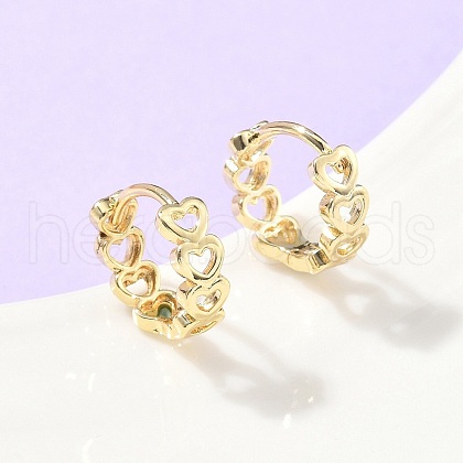 Hollow Heart Brass Hoop Earrings EJEW-Z102-17G-1