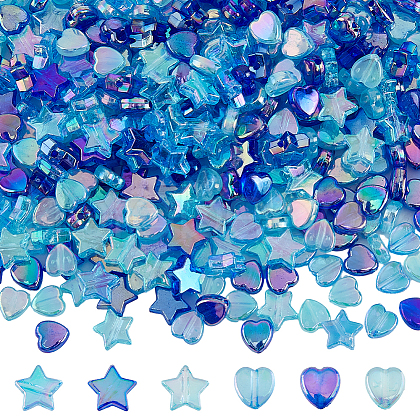 DICOSMETIC 480Pcs 6 Style Transparent Acrylic Beads MACR-DC0001-09-1