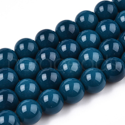 Opaque Solid Color Glass Beads Strands X-GLAA-T032-P10mm-14-1