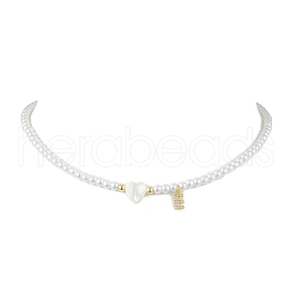 Brass Micro Pave Grade AAA Cubic Zirconia Letter Pendant Necklaces NJEW-JN04771-05-1