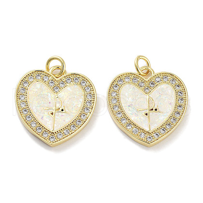 Brass Micro Pave Clear Cubic Zirconia Pendants KK-L213-015G-1