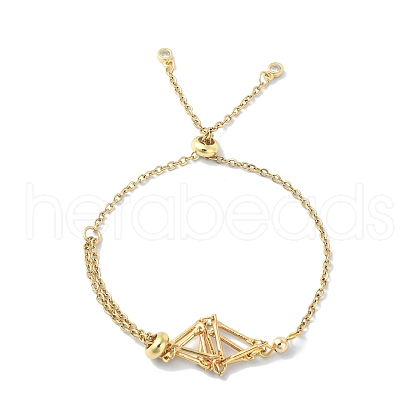 Adjustable Brass Macrame Pouch Bracelet Making for Stone Holder AJEW-JB01192-01-1