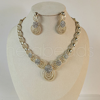 Vortex Alloy Crystal Rhinestone Pendant Necklaces & Stud Dangle Earrings Sets FS-WG07C5B-01-1