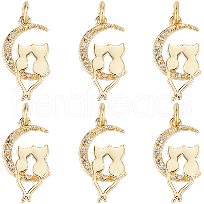 Beebeecraft Brass Micro Pave Clear Cubic Zirconia Pendants ZIRC-BBC0002-47-1