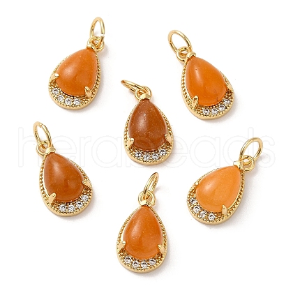 Natural Yellow Jade Teardrop Charms G-A034-01G-02-1