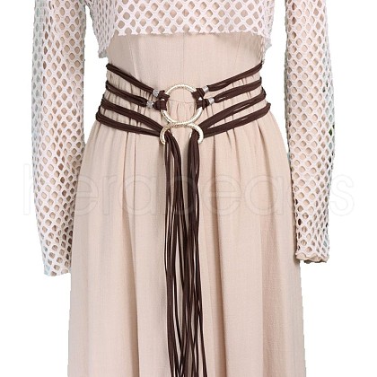 Vintage Faux Suede Cord Multi-layered Long Tassel Belly Chain Belts FS-WG0892A-02-1
