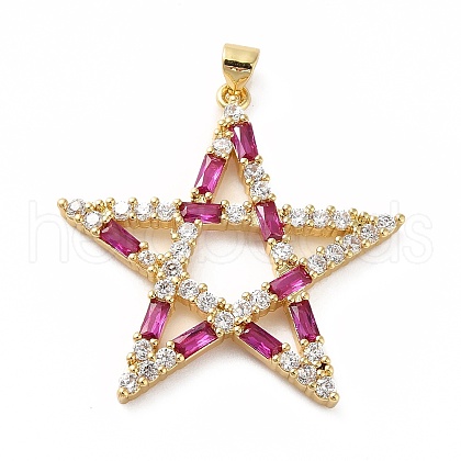 Rack Plating Brass Micro Pave Cubic Zirconia Pendants KK-E281-09G-03-1