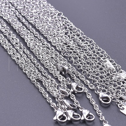 Non-Tarnish 2.2MM Unisex 304 Stainless Steel Cable Chains Necklaces FX6206-1-1
