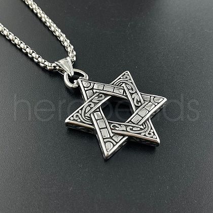 Fashionable Stainless Steel Star of David Pendant Necklaces for Men KY0460-1