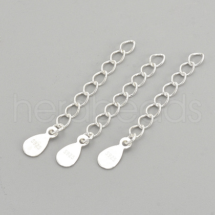 925 Sterling Silver Twisted Extender Chains STER-S002-33-1