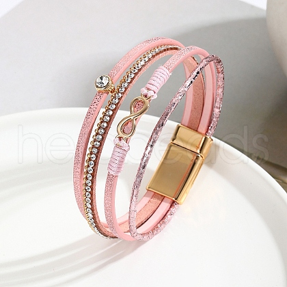 Infinity Link PU Leather Multi-strand Bracelets PW-WG98932-01-1