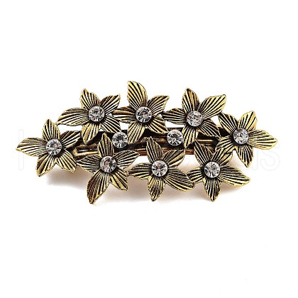 Flower Alloy Rhinestone Hair Barrettes PHAR-S604-01AG-02-1