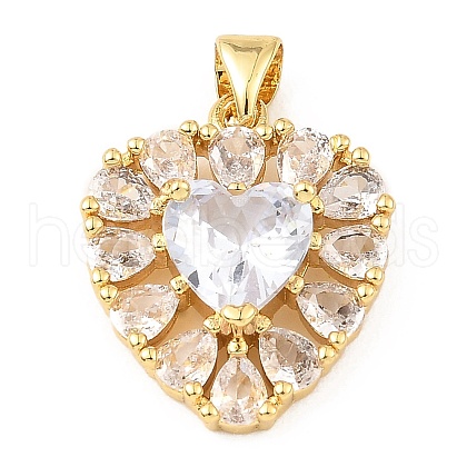 Real 18K Gold Rack Plating Brass Micro Pave Cubic Zirconia Pendants ZIRC-L100-142G-01-1