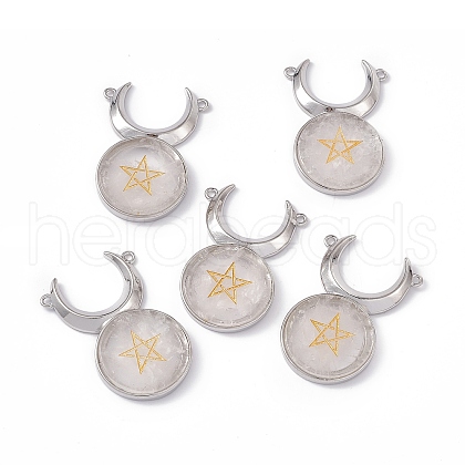 Natural Quartz Crystal Connector Charms G-G983-02P-07-1
