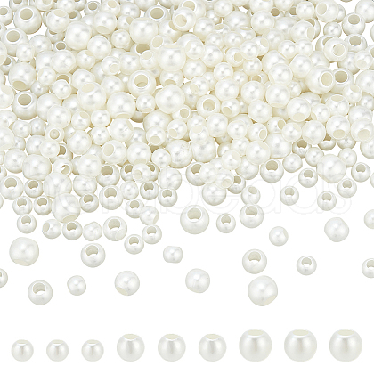  300Pcs 3 Styles ABS Plastic Imitation Pearl Beads KY-NB0001-72-1