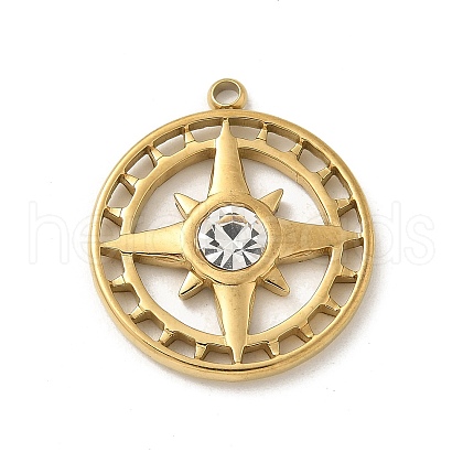 304 Stainless Steel Rhinestone Pendants STAS-I322-33G-04-1
