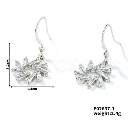 Geometric Brass Clear Cubic Zirconia Dangle Earrings FY3551-3-1
