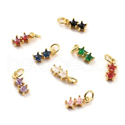 Brass Cubic Zirconia Charms KK-A156-14G-RS-1