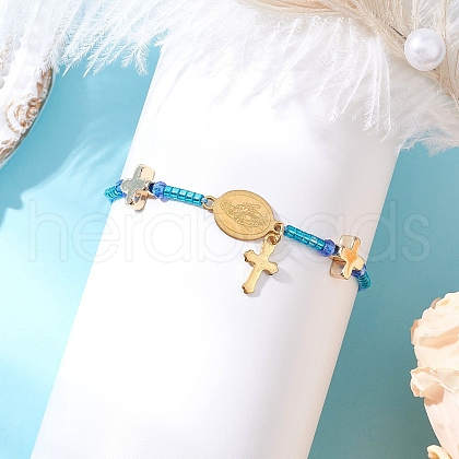 Adjustable Nylon Cord Braided Beads Bracelets BJEW-MZ00168-02-1