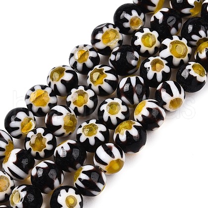 Round Millefiori Glass Beads Strands LK-P001-31-1