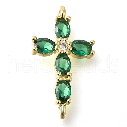 Brass Pave Cubic Zirconia Connector Charms KK-M101-03A-G01-1