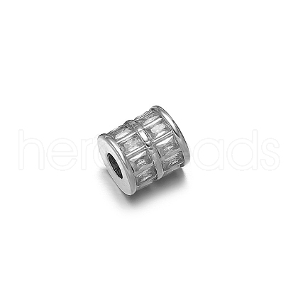 Stainless Steel Micro Pave Clear Cubic Zirconia Beads PW-WGF0840-03-1