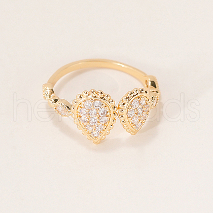 Brass Micro Pave Cubic Zirconia Cuff Rings for Women KS5421-2-1