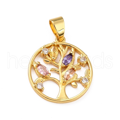 Brass Micro Pave Colorful Cubic Zirconia Pendants ZIRC-A021-27G-1