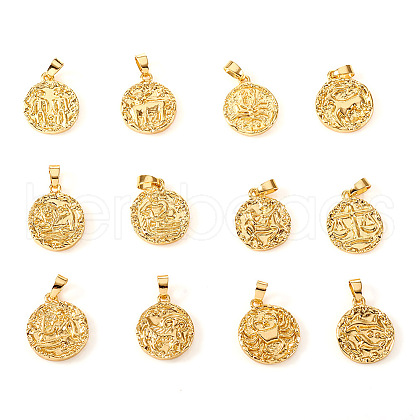 12 Constellation/Zodiac Sign Brass Pendants KK-I672-33-1