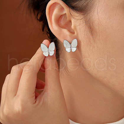 Elegant French Style Brass Pave Clear Cubic Zirconia Butterfly Stud Earrings CZ6103-1