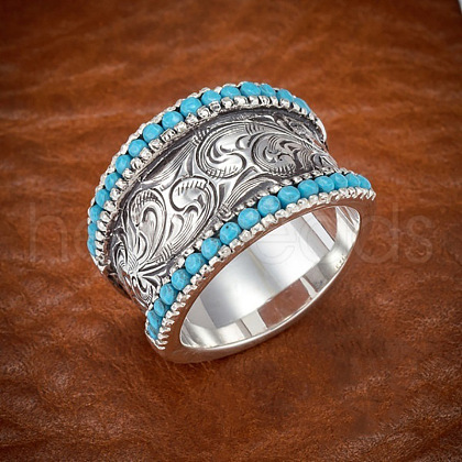 Retro Alloy & Turquoise Finger Rings FS-WG1E1DC-01-1