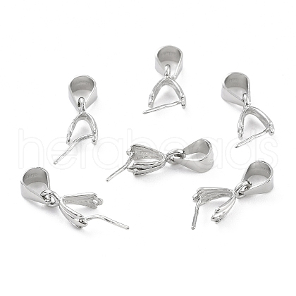 Anti-Tarnish Rhodium Plated 925 Sterling Silver Ice Pick Pinch Bails STER-Z001-017P-1