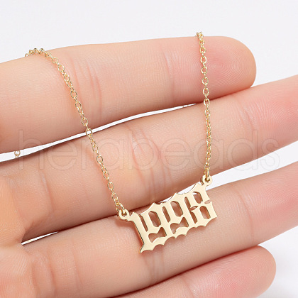 1998 Birth Year Number 201 Stainless Steel Pendant Cable Chain Necklaces FS-WGB5F08-24-1