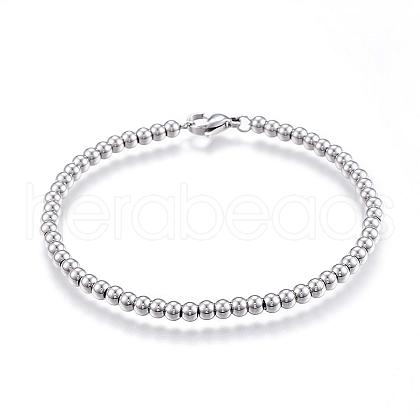 304 Stainless Steel Beaded Bracelets BJEW-G544-34P-1