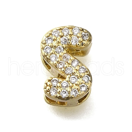Brass Micro Pave Cubic Zirconia Letter Multi-Strand Links KK-D295-32G-19-1