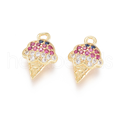 Brass Micro Pave Cubic Zirconia Charms X-ZIRC-L093-23G-1