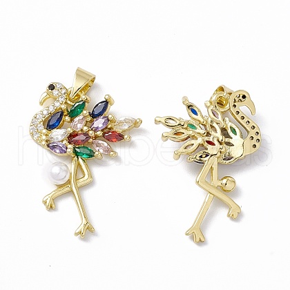Rack Plating Brass Micro Pave Colorful Cubic Zirconia Charms ZIRC-C041-15G-1