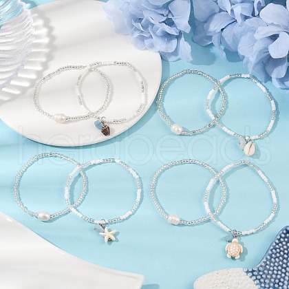 Glass Seed Beads Stretch Bracelets for Women BJEW-JB11638-1