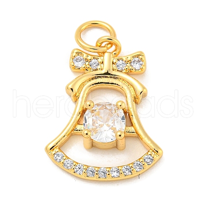 Rack Plating Brass Micro Pave Clear Cubic Zirconia Pendants KK-B093-24G-1