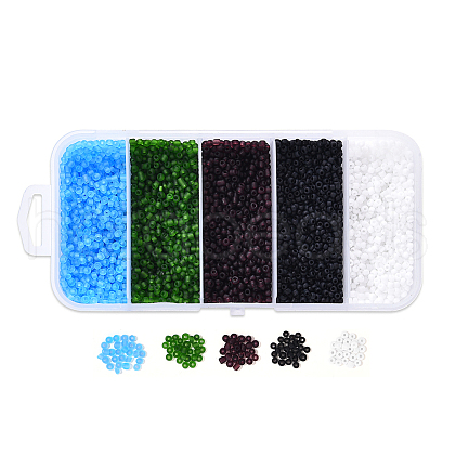 6000Pcs 5 Colors Frosted Opaque Glass Seed Beads SEED-YW0001-17-1