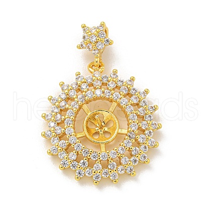 Rack Plating Brass Micro Pave Cubic Zirconia Pendants KK-T072-19G-1