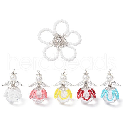 2Pcs 2 Styles Glass Seed Bead Pendants PALLOY-MZ00710-1